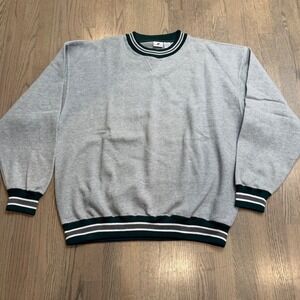 Mens Pro Spirit Gray Sweatshirt Pullover Crew Neck Striped Trim XL